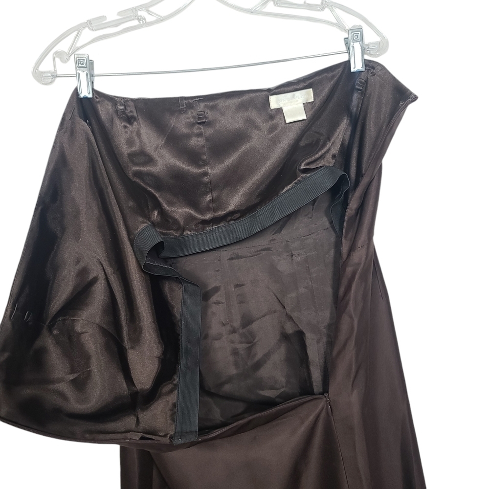 Ann Taylor Brown Strapless Sleeveless Maxi Belted Size Zip Dress 8 - Picture 9 of 11